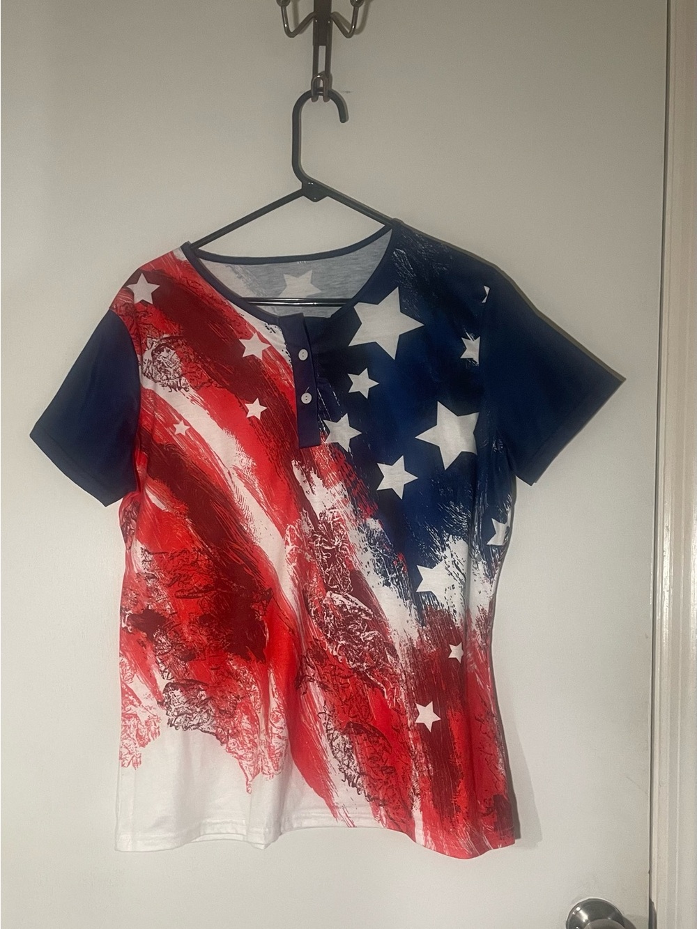 #17 Women’s  USA Flag Patriotic Graphic Crew Neck Short Sleeve T-Shirt XXL